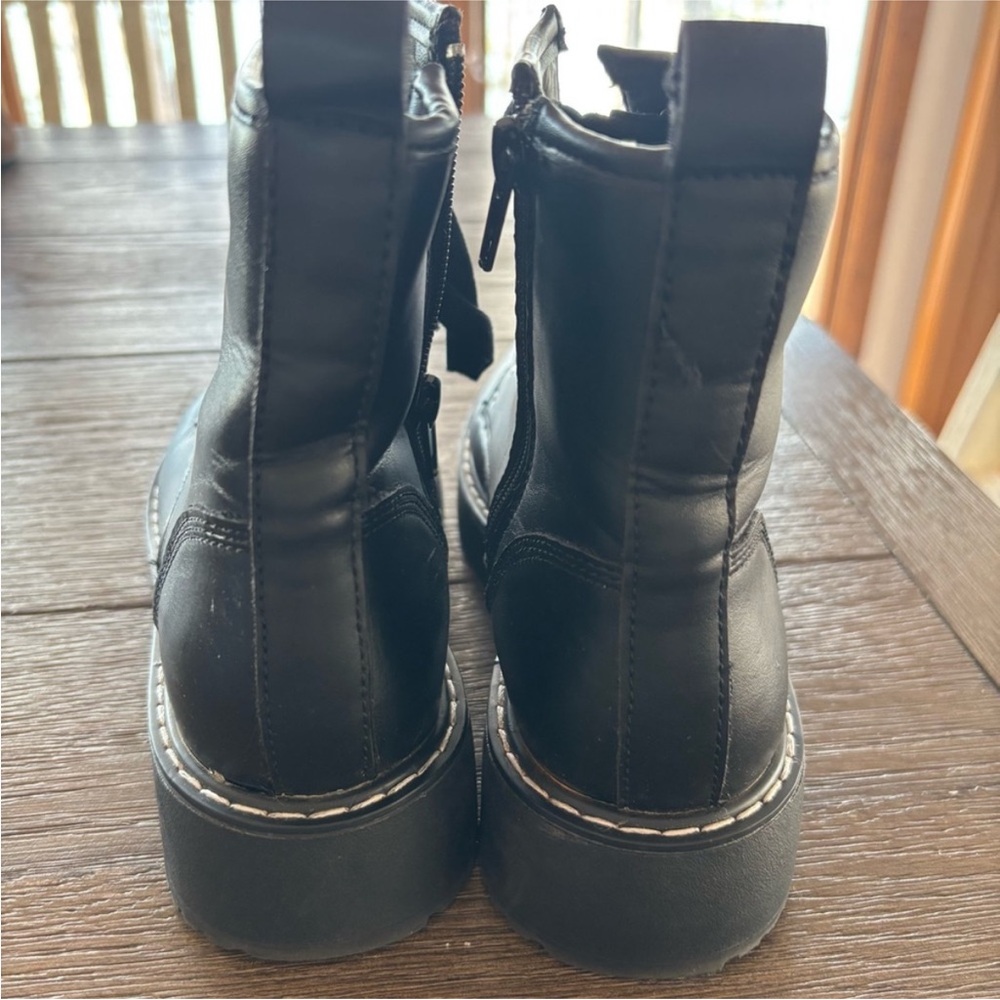 Madden Girl Black Combat Boots Lace Up With Side Zipper Size 7M - Picture 3 of 10
